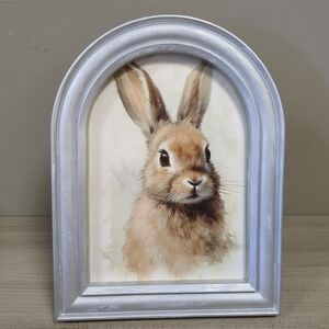 New Arched Spring Print Picture Art Shelf Sitter Decor - Bunny